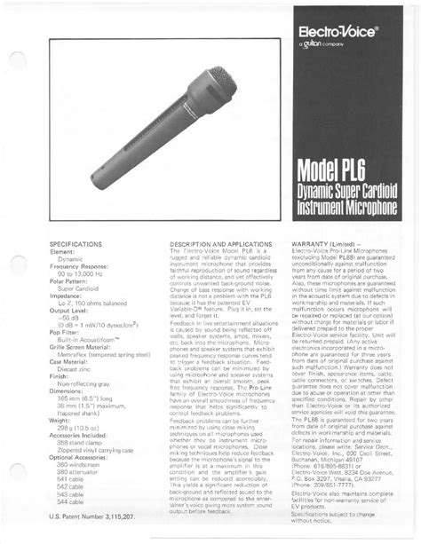Electro-Voice PL68SH Manual pdf manual